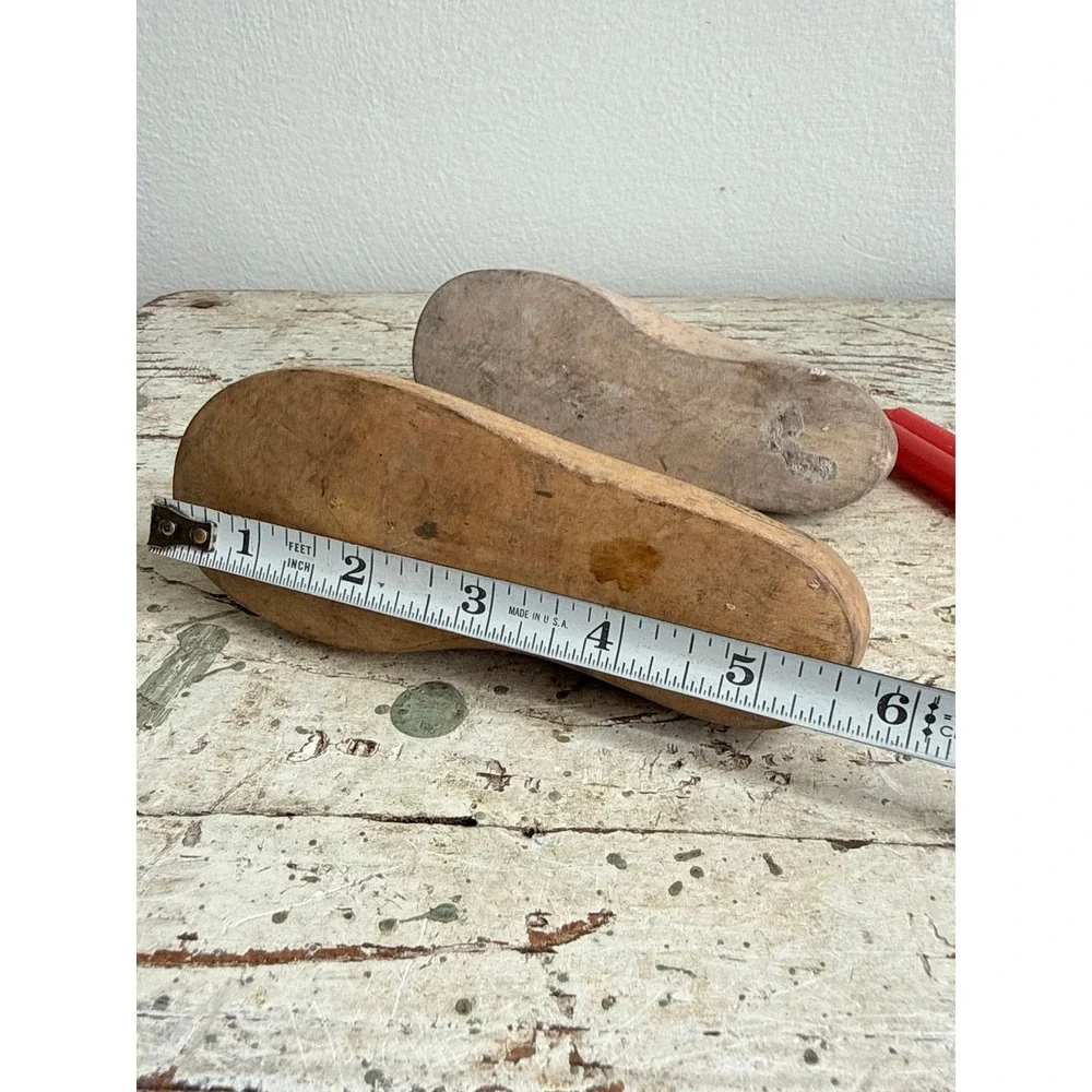 Vintage Wooden Child Shoe Candle Holders Last Taper Set of 2